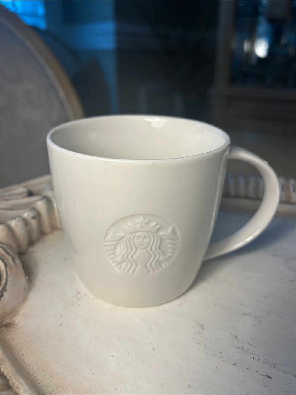 Starbucks 2010 White Embossed Coffee Mug